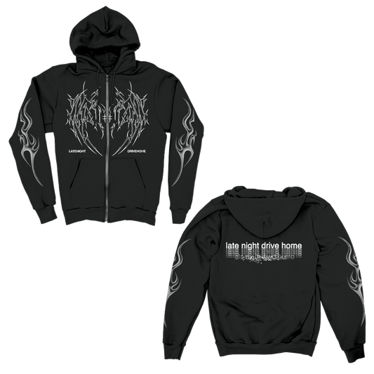 Metal Wings Zip Up Hoodie (Black)